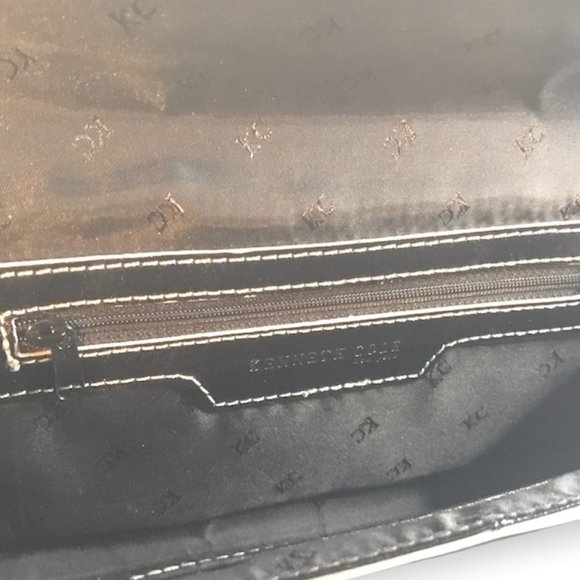 KENNETH COLE New York BLACK Genuine leather SILVER FLAP Clutch - Picture 5 of 5